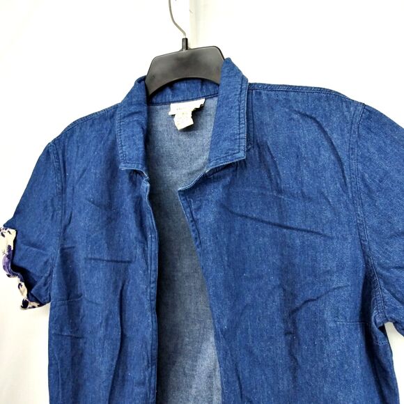 Mosaic Jacket Womens Size 8 Blue Collared Short Sleeve Open Front - Picture 2 of 8